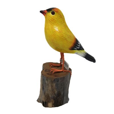 YELLOW PIN HAND PAINTED BIRD STATUE 2365
