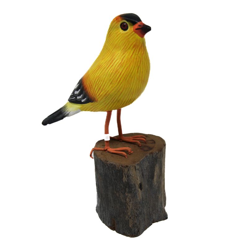 YELLOW PIN HAND PAINTED BIRD STATUE 2365