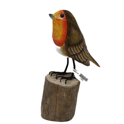 EUROPEAN ROBIN PAINTED BIRD STATUE 2366