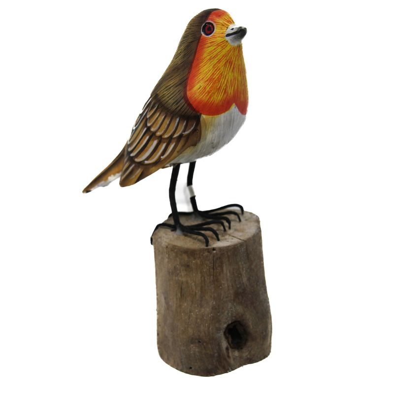 EUROPEAN ROBIN PAINTED BIRD STATUE 2366