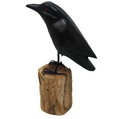CROW HAND PAINTED BIRD STATUE 2360
