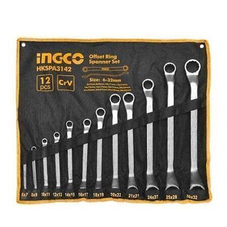 Offset Ring Spanner Set 6-32 mm (12 pcs) INGCO