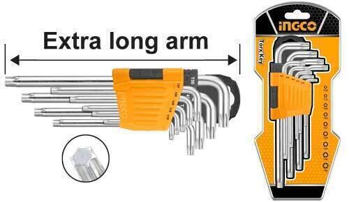 9pcs Torx Key Set - Long - INGCO