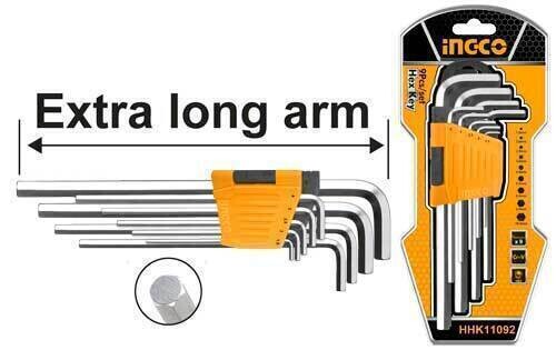 9pcs Hex Key Set - Long - INGCO