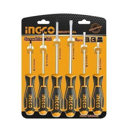 Slotted Go-Through Screwdriver 6 Pcs Set INGCO