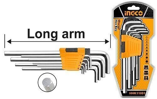 9pcs Hex Key Set - Medium - INGCO