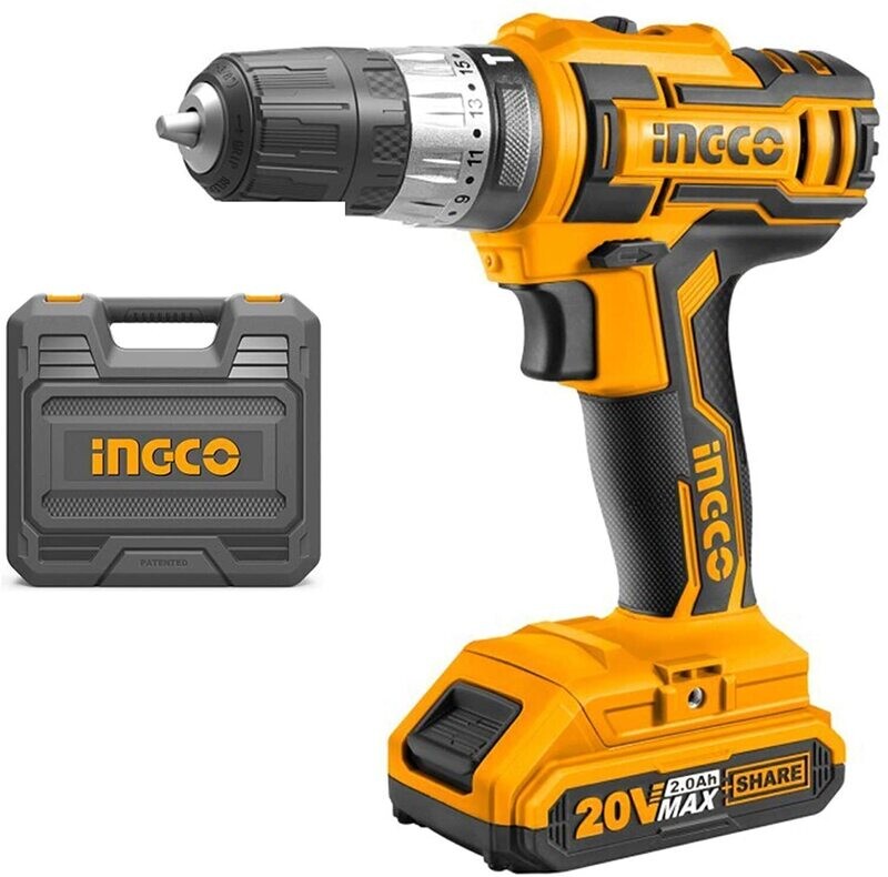 Li-Ion Cordless Impact Drill 20 V with Extras INGCO