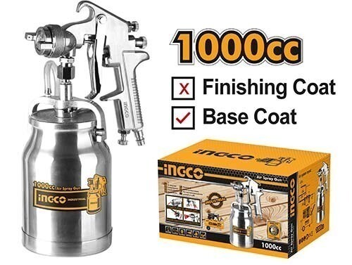 Super Air Spray Gun for Base Coating 1000cc 1.4-2.5mm Adjustable Nozzle