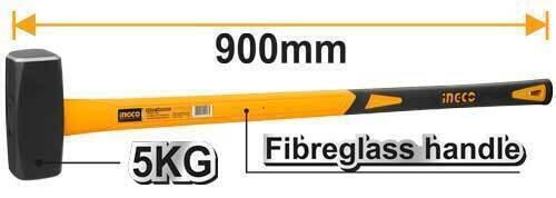 Stone Hammer 5Kg Fiberglass Handle 90cm INGCO