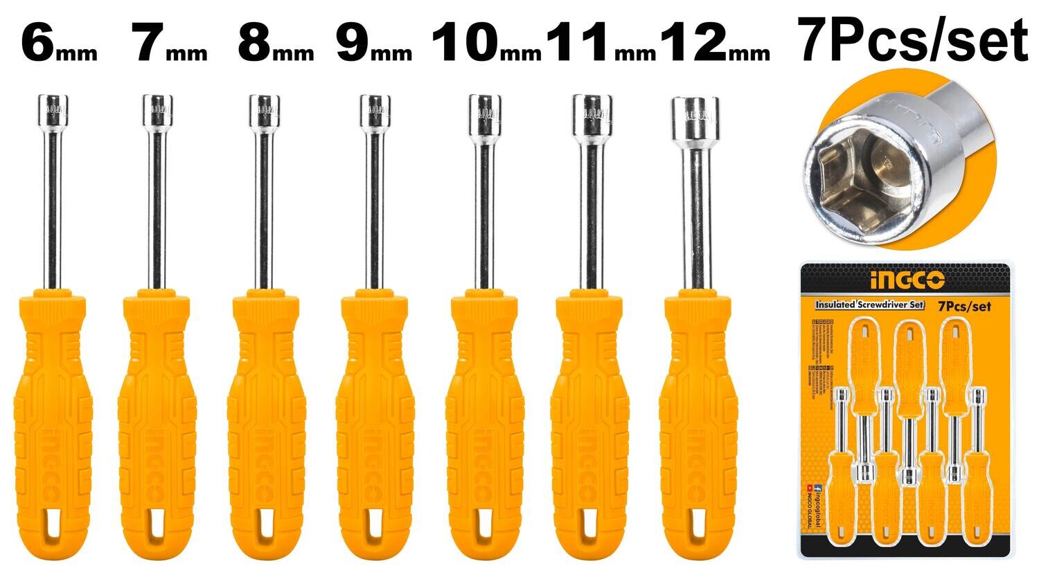 Ingco 7PCS Nut Screwdriver Set INGCO
