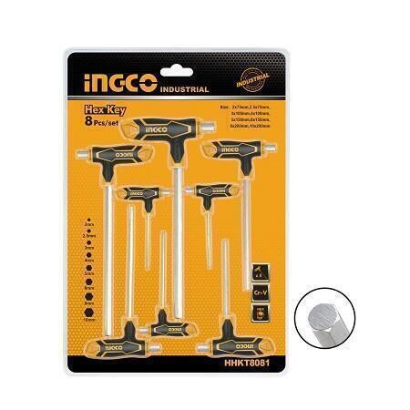 8 Pcs T-Handle Hex Wrench Set INGCO