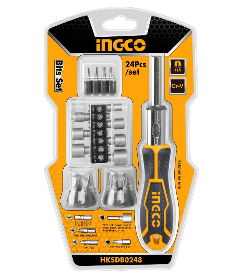 24Pcs/Set Screwdriver and Bits Bit Set INGCO