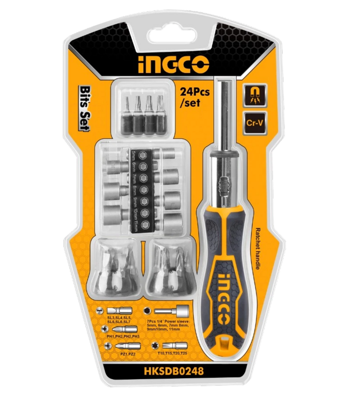 24Pcs/Set Screwdriver and Bits Bit Set INGCO