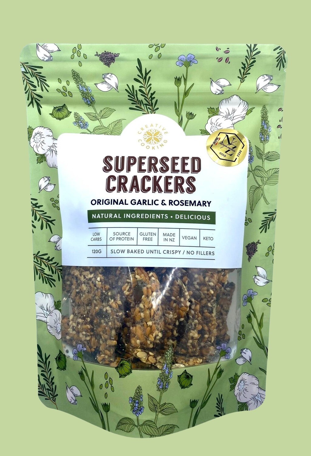 Superseed Crackers Original Garlic &amp; Rosemary 120g