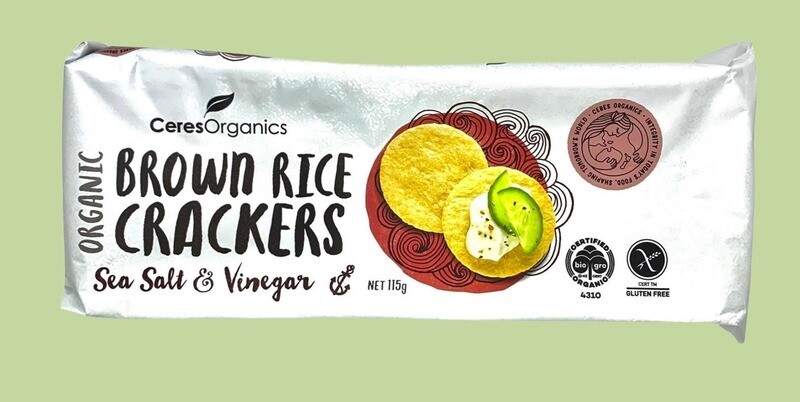 Ceres Organic Brown Rice Crackers - Salt &amp; Vinegar 115g