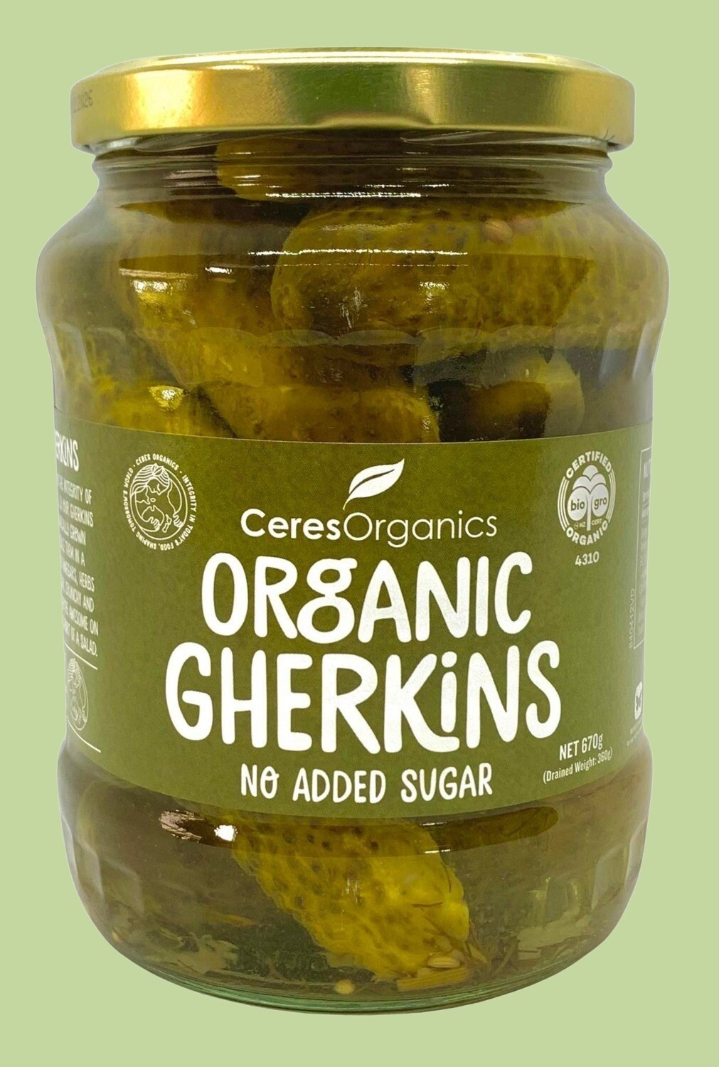 Ceres Organic Gherkins 670g