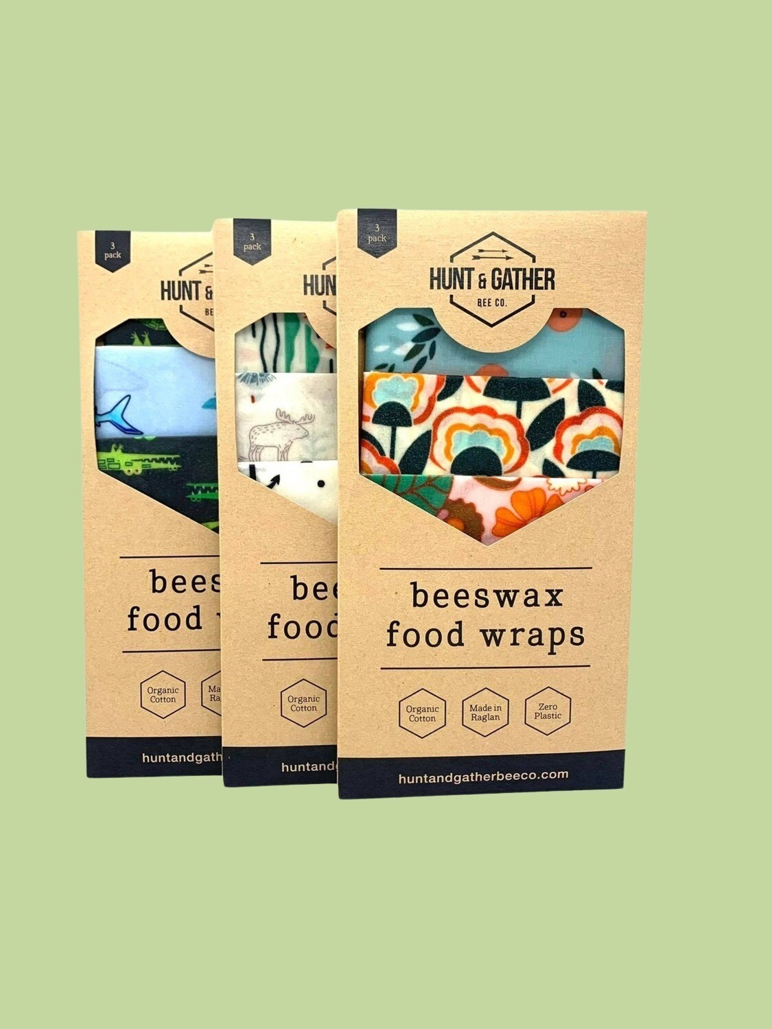 Beeswax Food Wraps - Three Pack (Pī wākiha Kai Takai - Toru pēke)