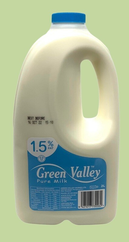 Green Valley Lite Blue 1.5% Fat Milk 2L