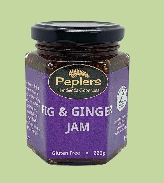 Peplers Fig &amp; Ginger Jam 350g (piki me te kanekane)