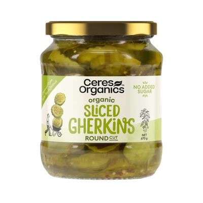 Ceres Organic Sliced Gherkins, round-cut - 670g