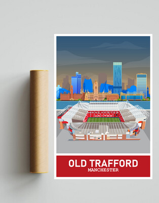Old Trafford Stadium Manchester United A3 Print