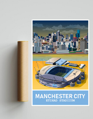 Etihad Stadium Manchester City A3 Print