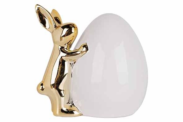 EI  GOLDEN RABBIT WIT 11X8XH10CM OVAAL DOLOMIET