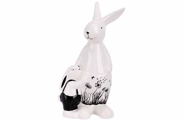 KONIJN FATHER-CHILD DOTTED WIT - ZWART 1 1,1X7,7XH20,5CM ANDERE DOLOMIET