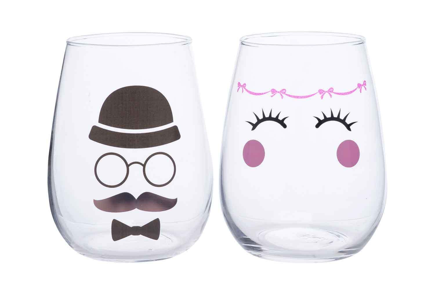 GLAS FACES  47CL H11CM 2 ASS