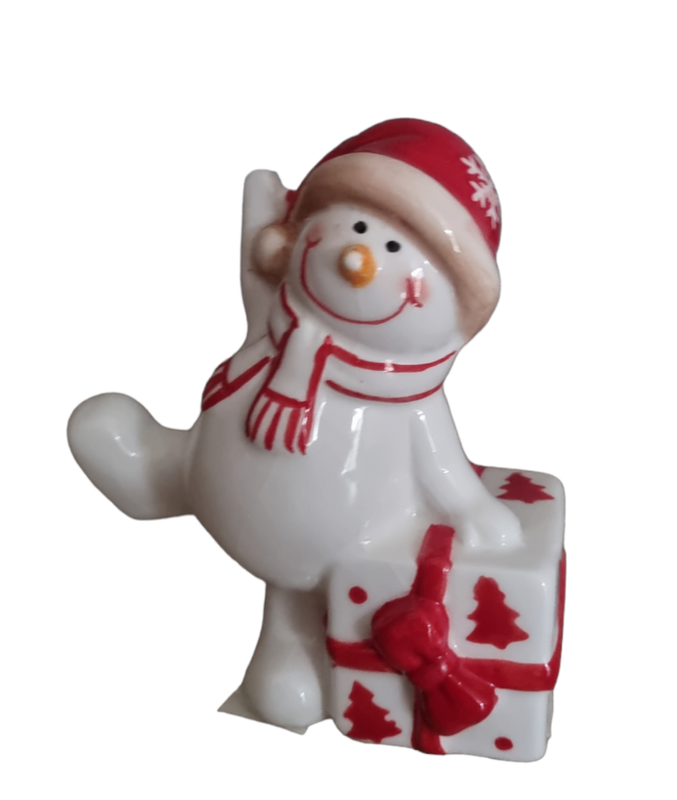 Sneeuwpop met geschenkje