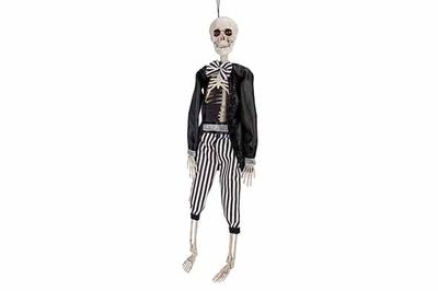 SKELET HANGEND PRISONER ZWART-WIT 9X5,5X H40CM KUNSTSTOF