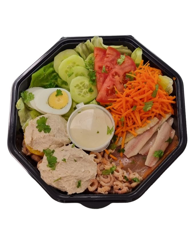 Koude schotel perzik/tonijn on the go