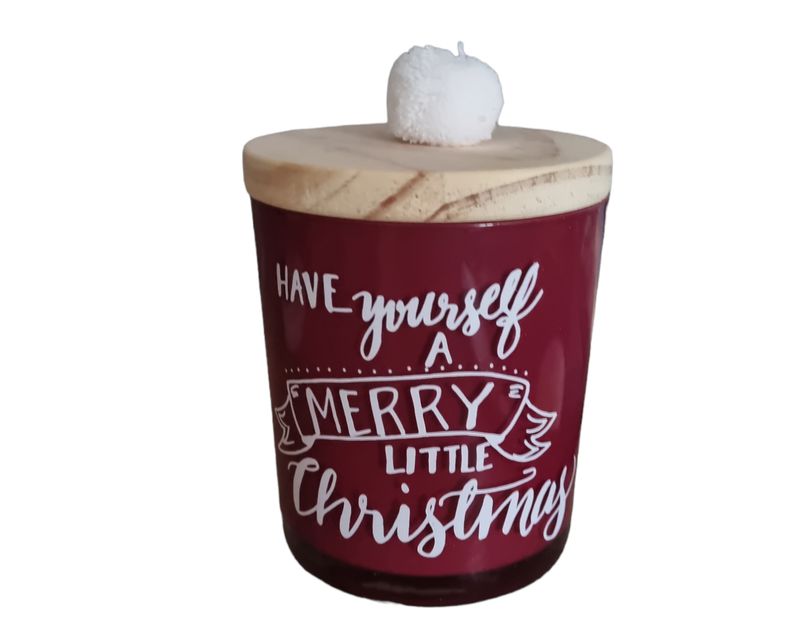 Kaars in glas met opschrift