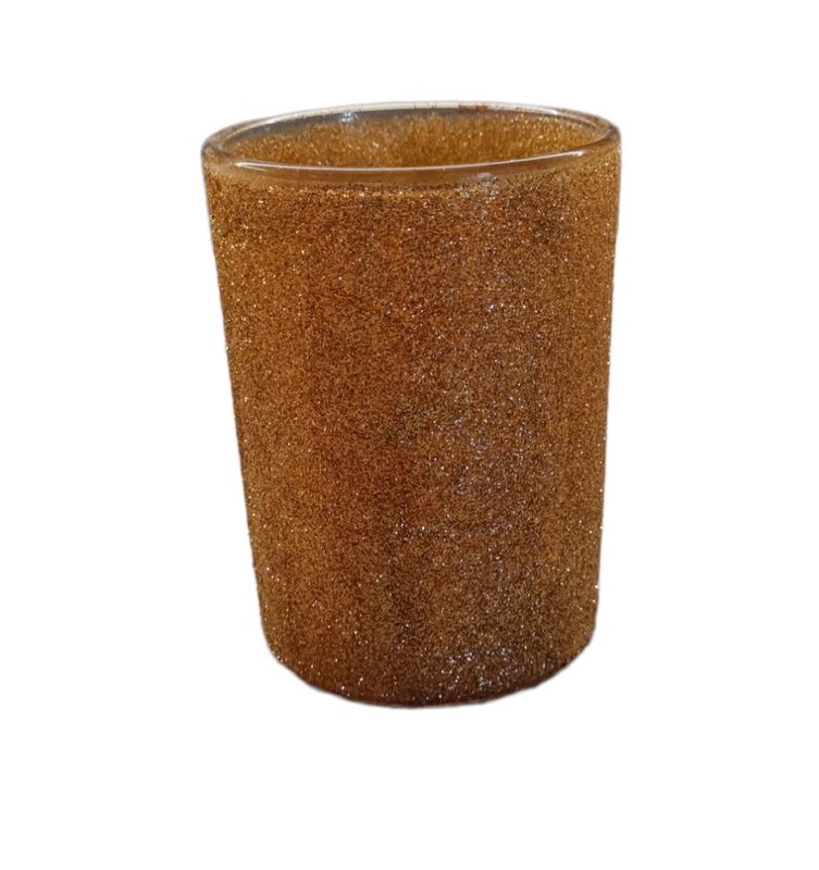 Theelichthouder goud/oranje glitter