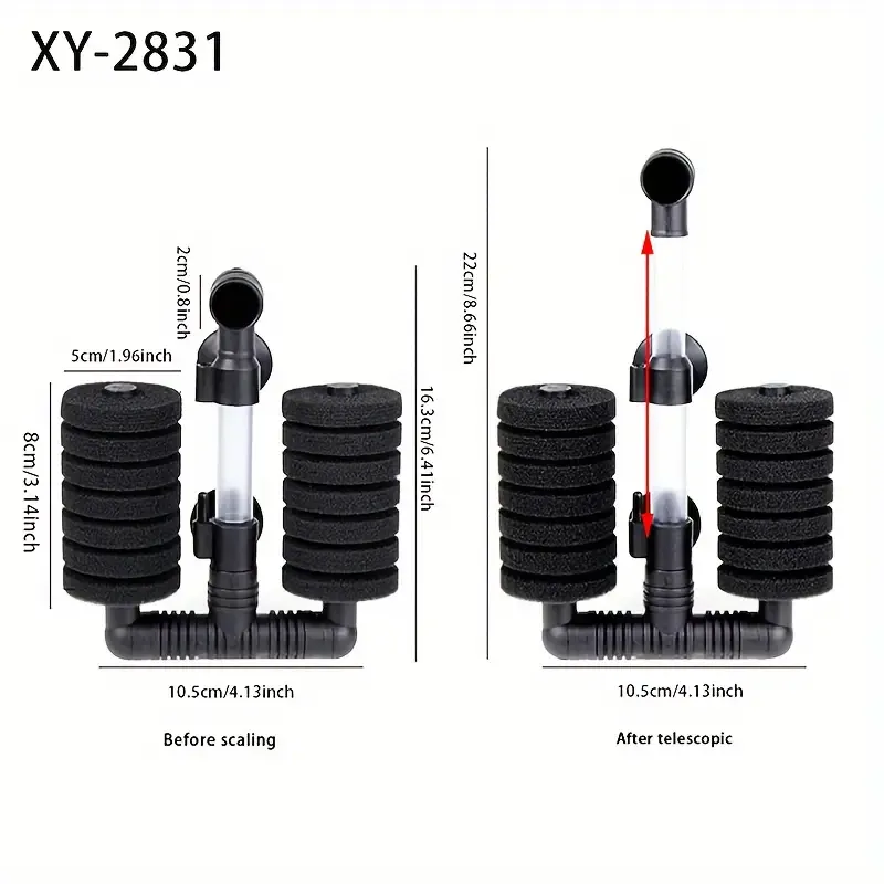 Sponge filter, Dual telescopic (XY-2831)