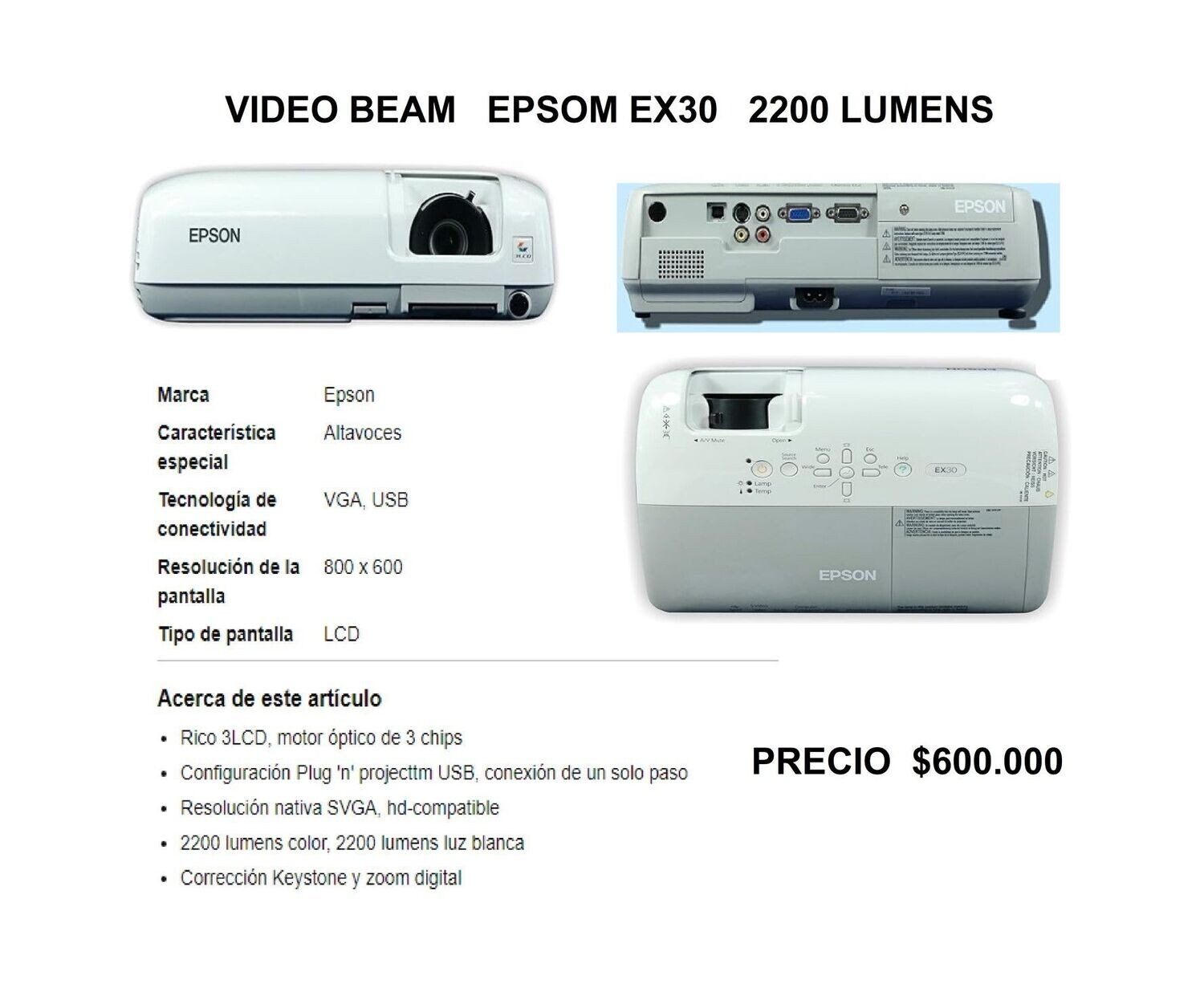 Videobeam EPSON EX30