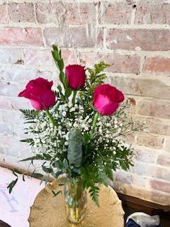 3 Hot Pink Rose Bundle