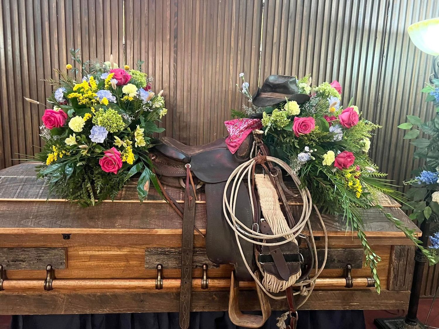 Custom Saddle Casket Spray