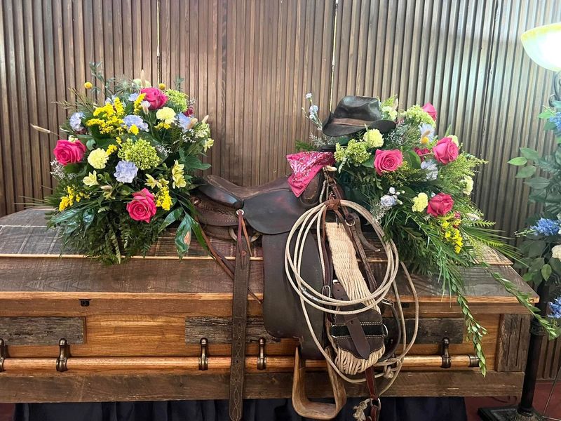 Custom Saddle Casket Spray