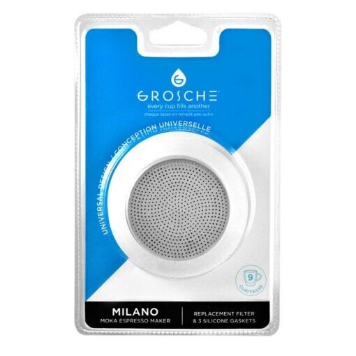 Filtre de remplacement &amp; 3 joints de silicone - 9 tasses - GROSCHE Milano