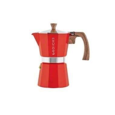 Cafetière espresso italienne rouge - Modèle Milano - 6 tasses - Grosche