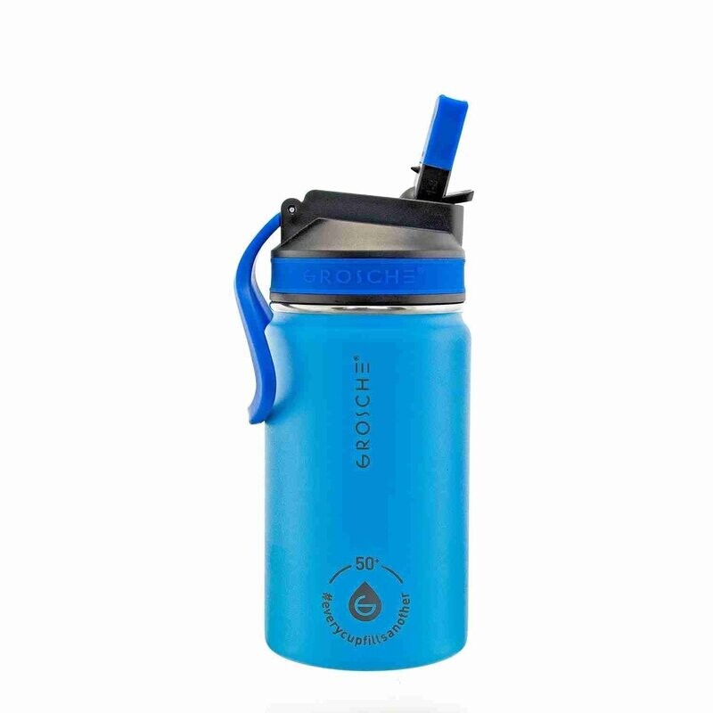 Lil Chill Kids sip flask 12 oz stainless steel insulated Bleue - 12 oz - Grosche