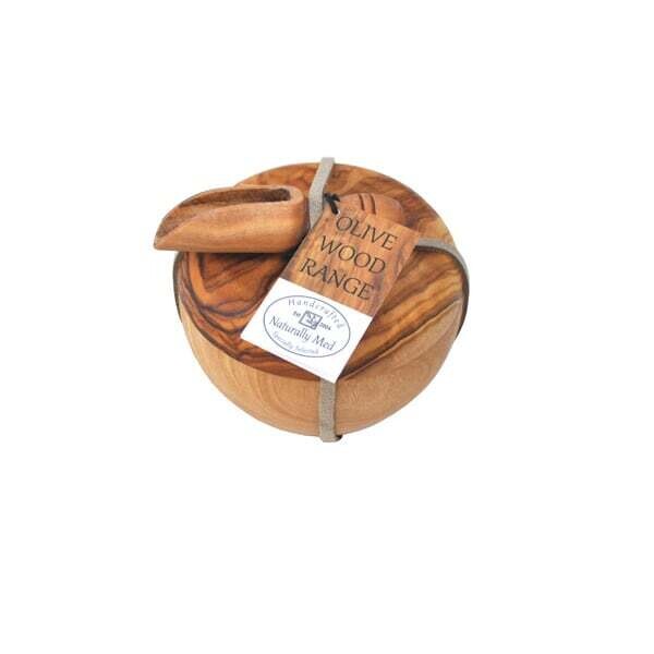 Pot en bois d&#39;oliver pour le sel avec cuillère - Naturally Med
