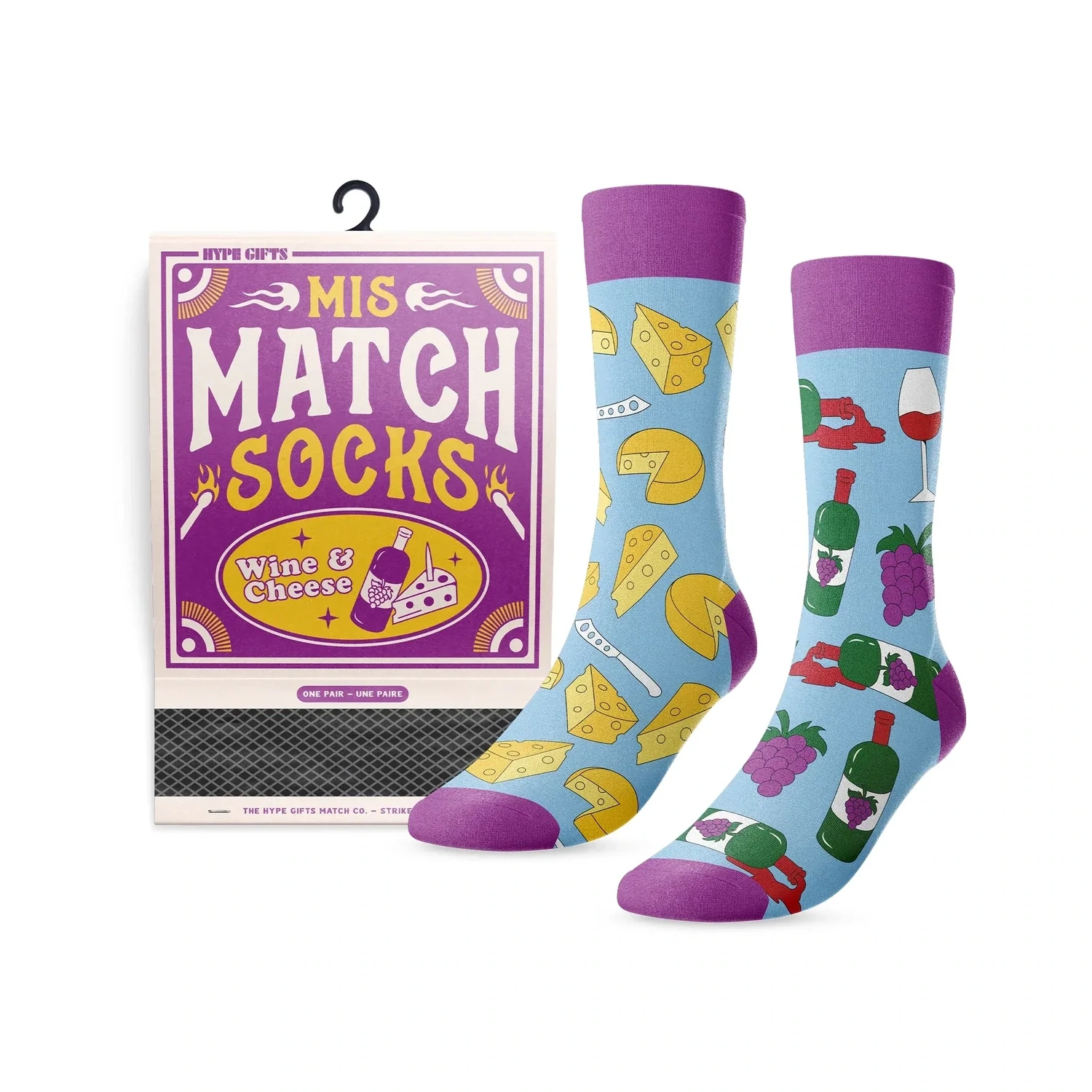Chaussettes - Mismatch Vin et fromage - Out of the Sox