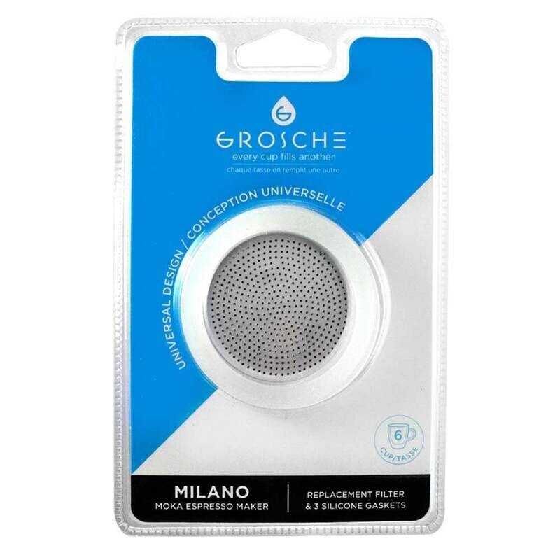Filtre de remplacement &amp; 3 joints de silicone - 6 tasses - GROSCHE Milano