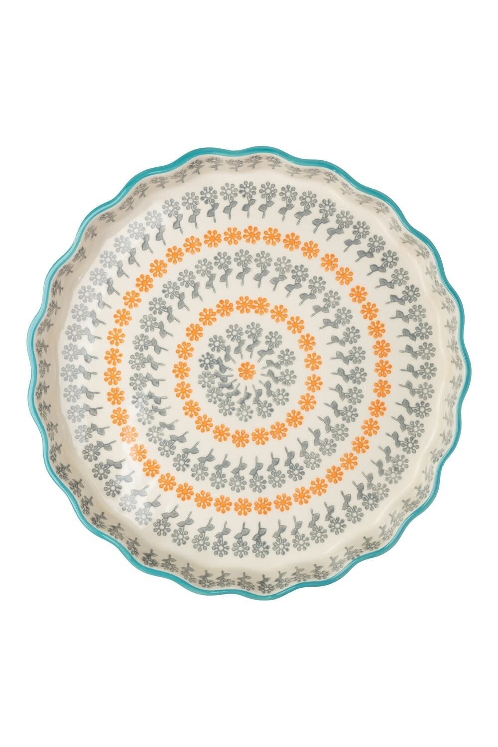 Quiche  Floral orange et bleu 22cm