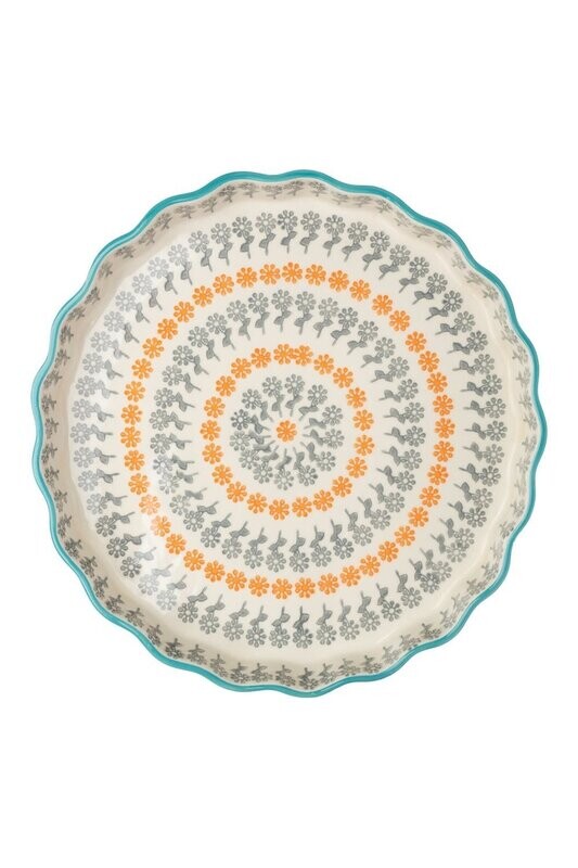Quiche  Floral orange et bleu 22cm