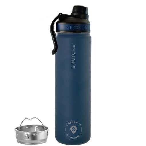 Bouteille d&#39;eau pour infusion - Bleu montagne - 22 onces - GROSCHE Oasis