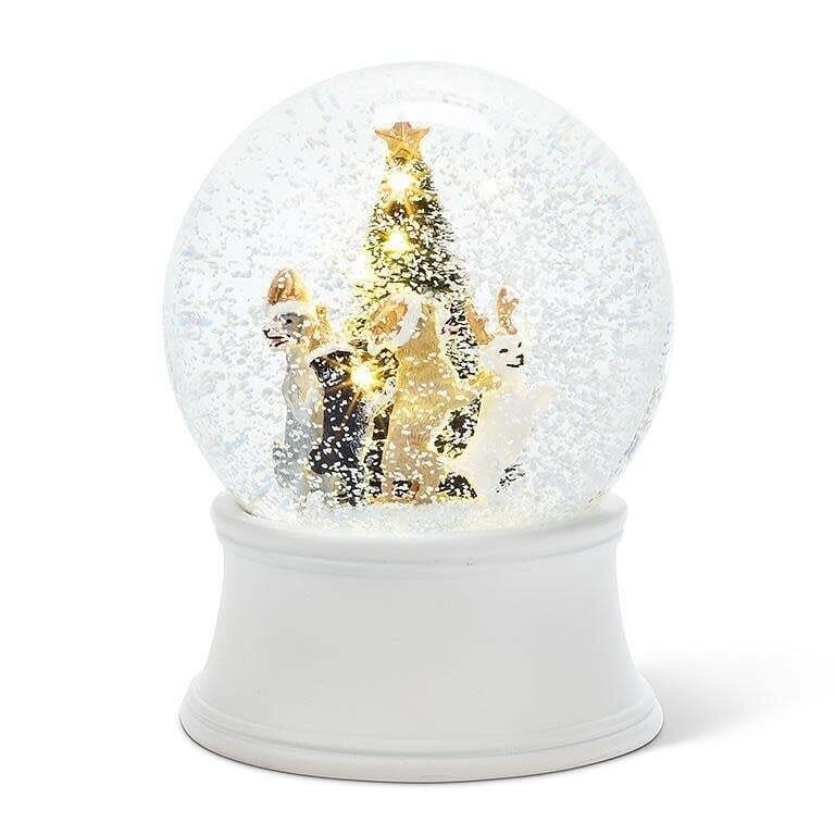 Boule à neige - grand format avec LED - chiens qui dansent - Abbott