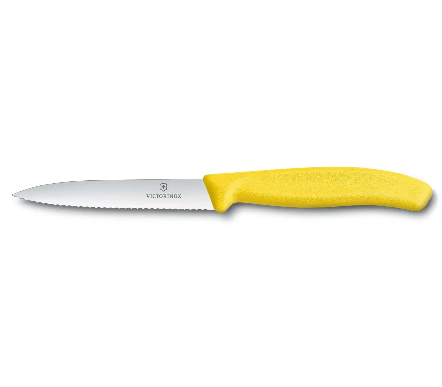 Couteau jaune - lame dentelée - Swiss classic 4 - Victorinox